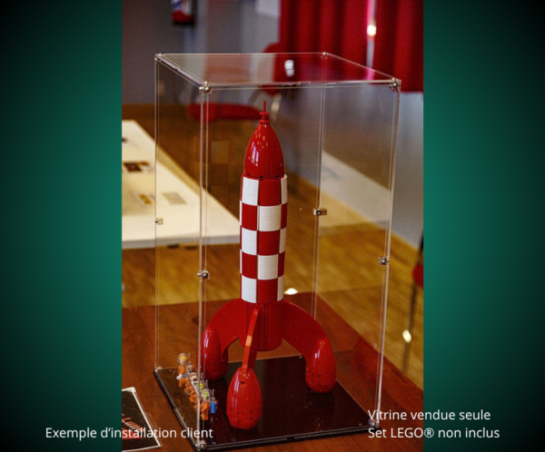 Vitrine pour LEGO® Ideas La fusée de Tintin® #21367 — Visuel complémentaire 2 Vitrine LEGO La fusée de Tintin® 21367